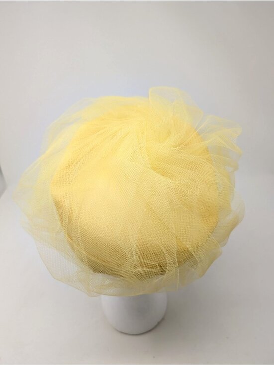 Vintage 60s Yellow Netting Hat Cloche Union Made main image 9